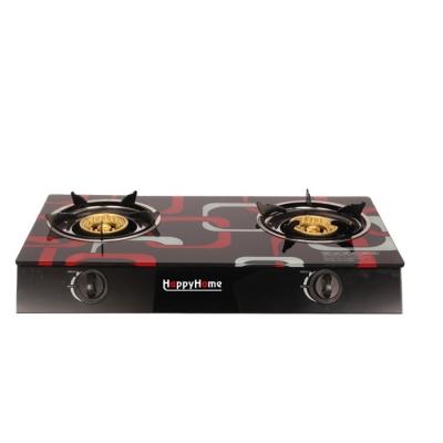 China Hotel 2 Burner Cooking Tempered Glass Gas Cooker Stove for sale