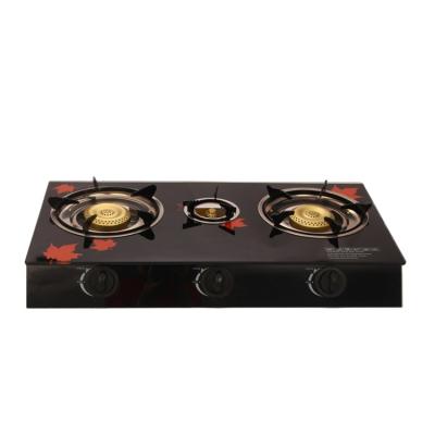 China Household Friendly Best Fashion 3 Burner Tempered Glass Gas Cooker Cooking Stove for sale