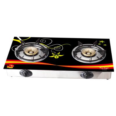 China Commercial Double Burners Gas Cookers Stove Glass Top Gas Cooktops 8102 for sale