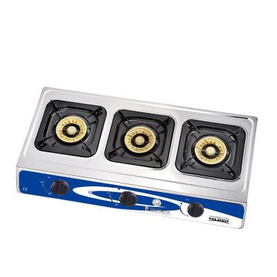 China Hotel Cooking Appliances Competitive Price With Three Cast Iron Stainless Steel Gas Stove for sale