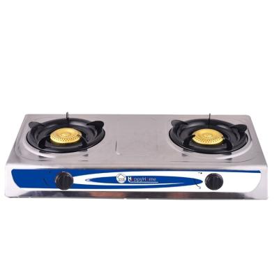 China Household 7102 Stainless Steel 410SS Double Burner 0.35mm Cooking Tabletop Gas Cooker Stove for sale