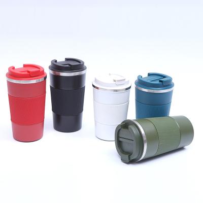 China PORTABLE logo double vacuum stainless steel coffee cup can be customized car portable thermal insulation silicone sleeve with thermos cup for sale