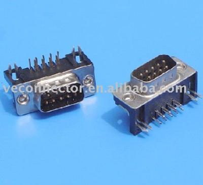 China PCB 15 Pin Connector D-Sub, Male, Gold Flash, R/T for sale