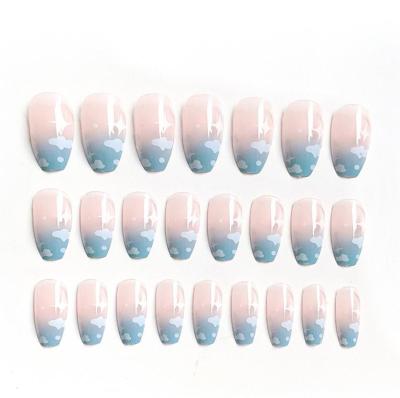 China Easy Apply New Arrival Europe And USA Coffin Ballet Cloudy French Fake Nails Artificial False Nail Press On Nails for sale