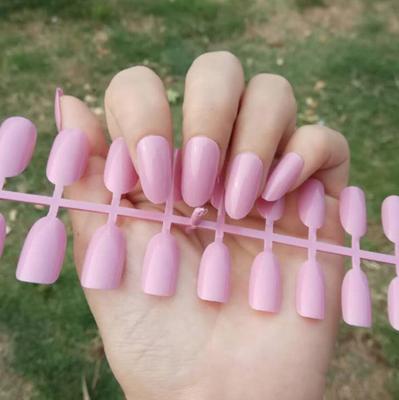 China Easy Pre Apply Designer Private Label Long Round Solid Colored Artificial Fake Nail Tip Professional False Nail Suppliers for sale