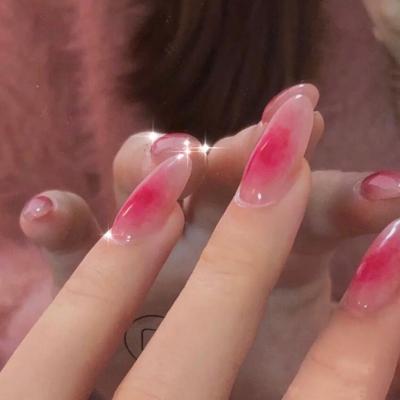 China Easy Apply Customize High Quality Long Almond Round Artificial Nails Pink Stiletto Press On False Nail for sale