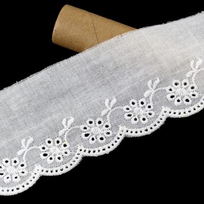 China Sustainable Lace Factory 6cm 100%cotton Embroidery Lace Trim Ribbon For Apparel Accessories for sale