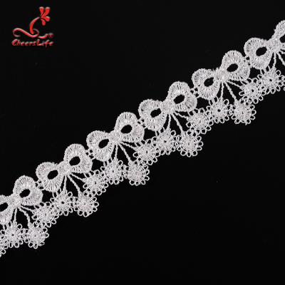 China Viable Chemical Flower Lace Technical Flower Water Soluble Trim With Polyester for sale