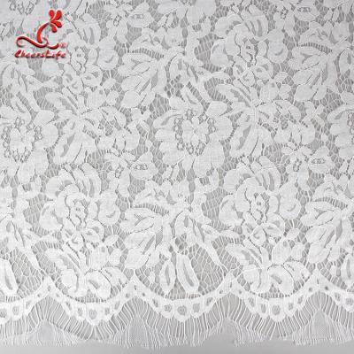 China New Design Viable Wholesale Eyelash Embroidered French Bridal Lace Fabric Lace Fabric for sale