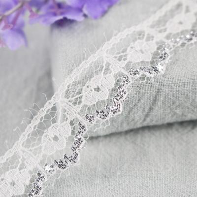 China 2019 Factory Price New Design Viable Unique Design Lace Trimming Fabric With Silver Nylon Textile Material Lace QL01041 for sale