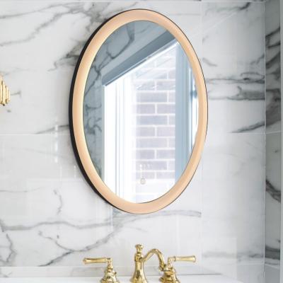 China Smart Modern Oval Makeup Bathroom Mirror Vanity With LED Light for sale