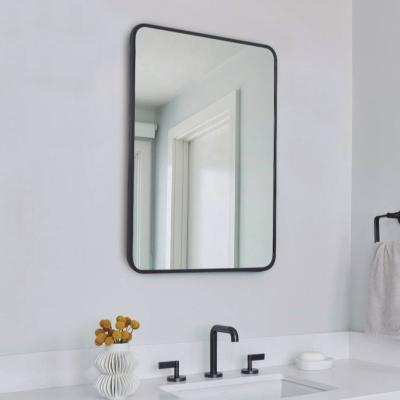 China ALL Black Aluminum Framed Modern Mirror Rectangle Mirror Decoration Bathroom Wall Mirror for sale