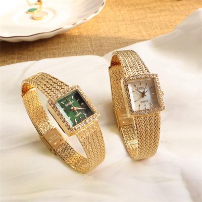 China Aimgal Vintage Style Classy Square Day/Date Hot Luxury Niche Light Diamond-Studded Retro Wheat Ear Quartz Watch Ladies Women for sale