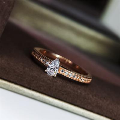 China FASHIONABLE Aimgal Lab Diamond S925 Teardrop 18K Fine Jewelry Tarnish Free Silver Plated Trendy Ring Rose Gold for sale