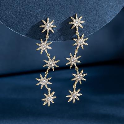 China Aimgal FASHIONABLE Jewelry Sterling Silver Gold Plated Star Lightweight Luxury Long Stud Earrings For Women for sale