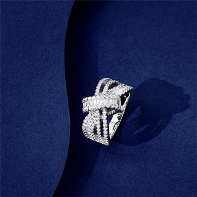 China Aimgal FASHIONABLE jewelry ring s925 simulation silver three-dimensional cross enclosed diamond rings for sale