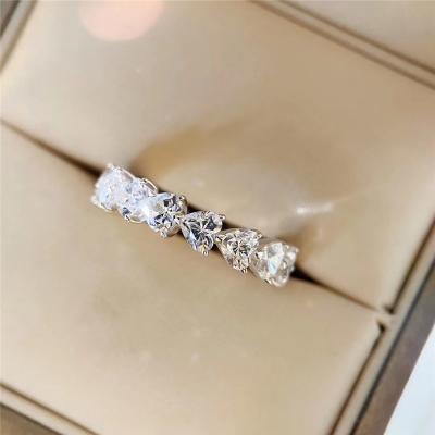 China Aimgal Diamond Ring Fashion S925 Sterling Silver Heart Shaped Lmitate Diamond Ring for sale