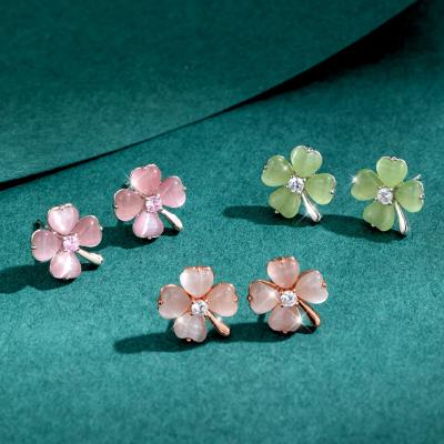 China Aimgal FASHION Jewelry 925 Silver Four Leaf Clover Stud Earrings For Women for sale