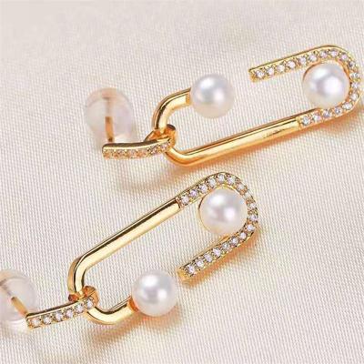 China Aimgal FASHION Jewelry 925 Silver Plated Freshwater Pearl Stud Earrings For Women for sale