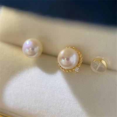 China Fashionable Simple Aimgal Pearl Earrings S925 Sterling Silver Gold Plated Natural Freshwater Pearl Earrings for sale