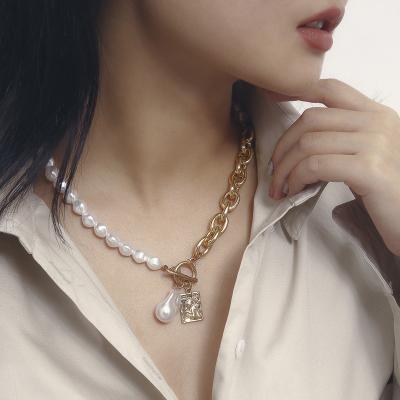 China FASHIONABLE Aimgal Jewelry Pearl Angel Tag Single Layer Necklace For Women for sale