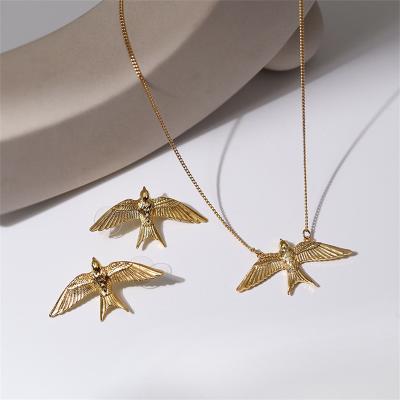 China Fashionable Simple Swallow Necklace Jewelry Aimgal Trend Haiyan Animal Ear Studs Necklace Set For Women for sale