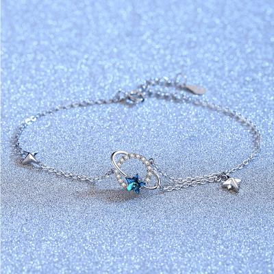 China Aimgal s925 sterling silver austrian crystal creative tide star and moon bracelet FASHION anklet chain for sale