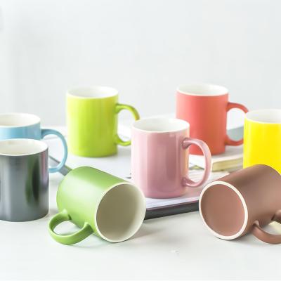 China Viable Wholesale White 11/12oz Matte Reusable Ceramic Free Sample Latest Logo Milk Tea Sublimation Coffee Mug Porcelain Mug for sale