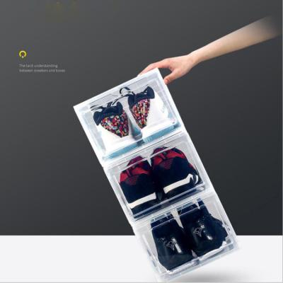 China AJ basketball shoes collection stackable plastic box factory shoe box acrylic transparent viable sneakers storage box for sale