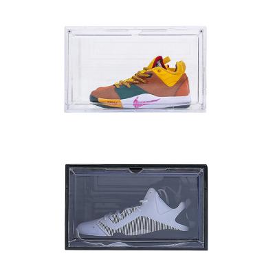 China Factory PlasticAJ Stackable Acrylic Transparent Sneakers Storage Box Stackable Basketball Shoes Collection With Magnetic Door for sale