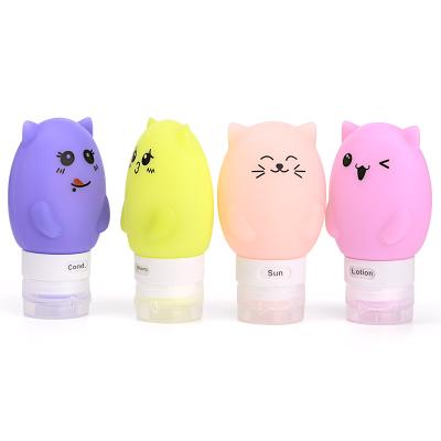 China Lovely Cartoon Shape 89ml Cute Monster Lotion Travel Rubber Bottles Soft Silicone Portable Refillable Squeezable Animal Soft Squeeze Bottles for sale