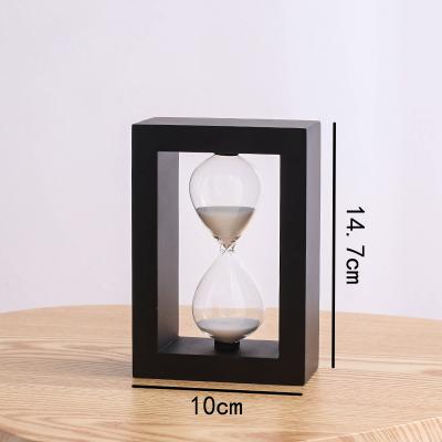 China White and Black Classic Glass Timer Sand Gift China Wooden Colorful Hourglass OEM/ODM 5/15/30 High Quality Gift for sale