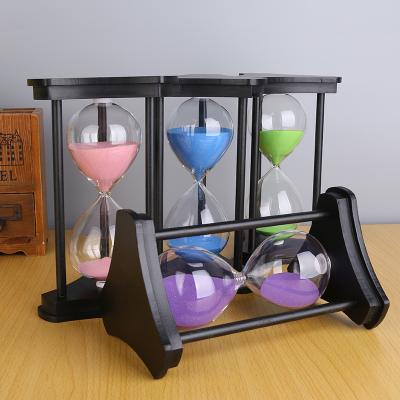 China Gift 5/10/15/30/45minutes Craft Black Wooden Glass Sandtimer, Good Quality Hourglass Customized for sale