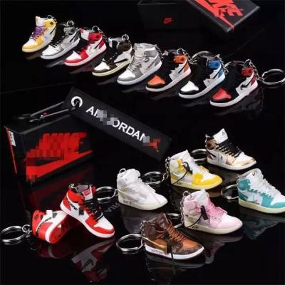 China Free Sample PVC Mini AJ Keychains Personalized NBA Basketball Shoe Key Chain Customized 2D PVC Rubber Key Chain for sale