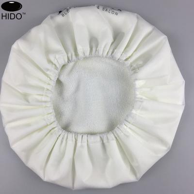 China Sustainable Custom PEVA Lined Terry Towel Double Layer Bath Cap Waterproof Shower Cap for sale