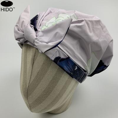 China Custom Printing Waterproof Reusable Shower Cap Viable For Women Shower Cap For Long Hair for sale