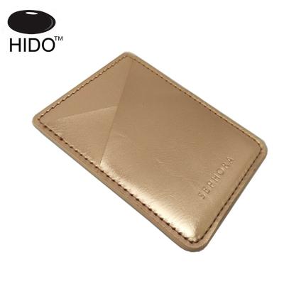 China 3M Double Pockets Metallic Faux Leather Phone Credit Card Holder Adhesive Wallet for sale