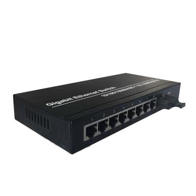 China FTTH Media Converter Planet Device Gigabit Optical Fiber to Ethernet 8 RJ45 Ports Plus 1 SC Port for Converter for sale