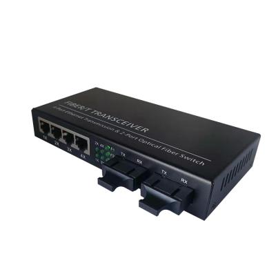 China New FTTH 4 port 10/100/1000M Switch + 2 port 1000M Optical Fiber Switch for sale