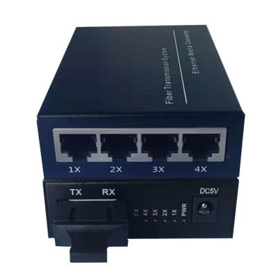 China FTTH 4 Ports 1000M 1 Port Fiber 1000M SC 1.25G Ethernet Optical Switch Media Converter For IP Camera for sale