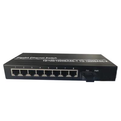 China FTTH 1000Mbps RJ45 Port 8+1 Fiber Port Switch Fiber Media Converter Gigabit Fiber Optic Media Converter for sale