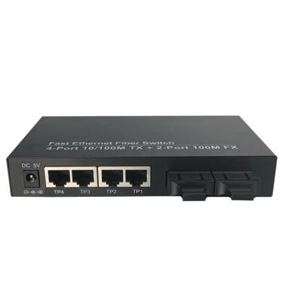 China FTTH 4 and 2 Ports 100M SC Port Fast Ethernet Switch Fiber Optic Transceiver Switch for sale