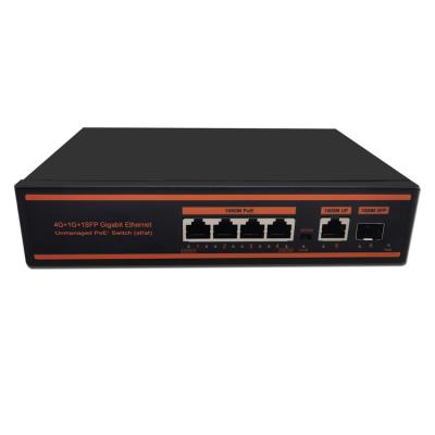 China Original Brand New POE Support Gigabit Network Fast VLAN 150W PoE Switch with 4 PoE Port, 1SFP for sale