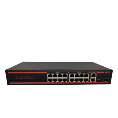 China POE include 16 PoE ports and 2 Gigabit Ethernet uplink ports and 1G SFP slot network switches for sale