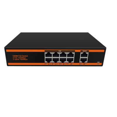 China Excellent POE work efficiency and includes 8 gigabit POE ports and 2 gigabit uplink port network switch for sale