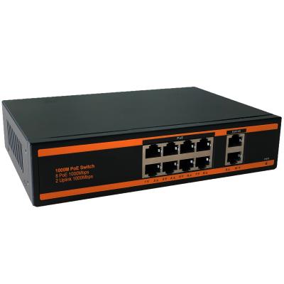 China 2 gigabit uplink port network switch OEM 8 port 10/100/1000mbps network switch POE hub vlan for sale