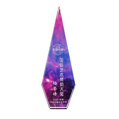 China Global customized free design with engraved k9 logo crystal trophy for sale