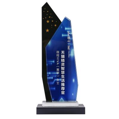 China Global customized free design with engraved logo black k9 crystal trophy for sale