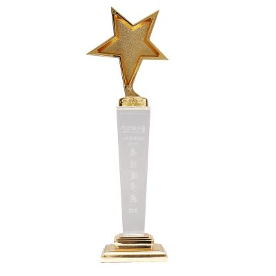 China Global Customized 3D Engrave Crystal Star Business Gift k9 Trophy for sale