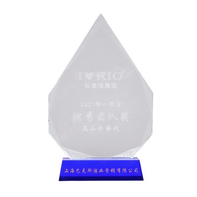 China Customized global business gift k9 glass crystal trophy for sale